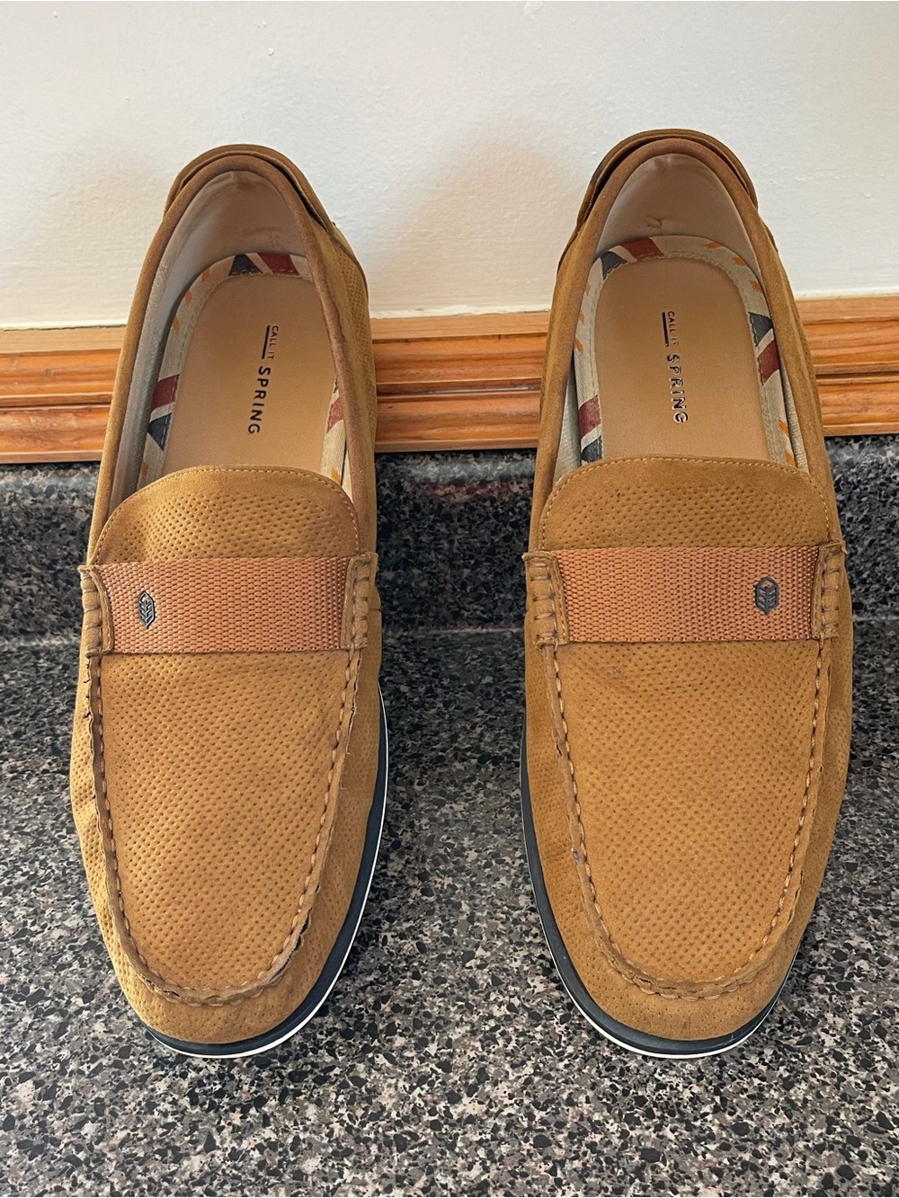Call It Spring Men’s Size 12 Preppy Cognac Suede Slip-On Loafers Shoes